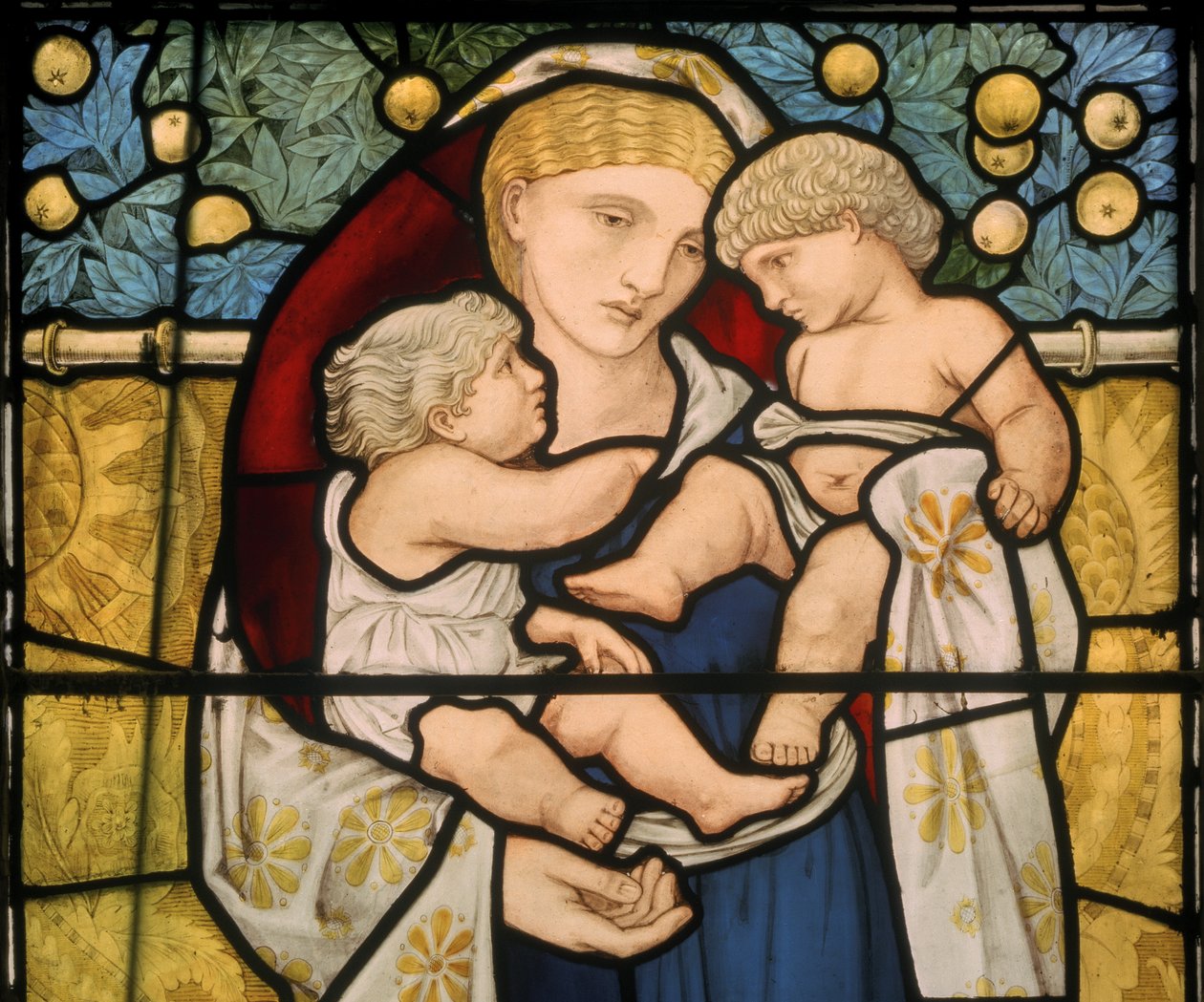 Charity, projekt 1868 (witraż) autorstwa Edward Burne Jones