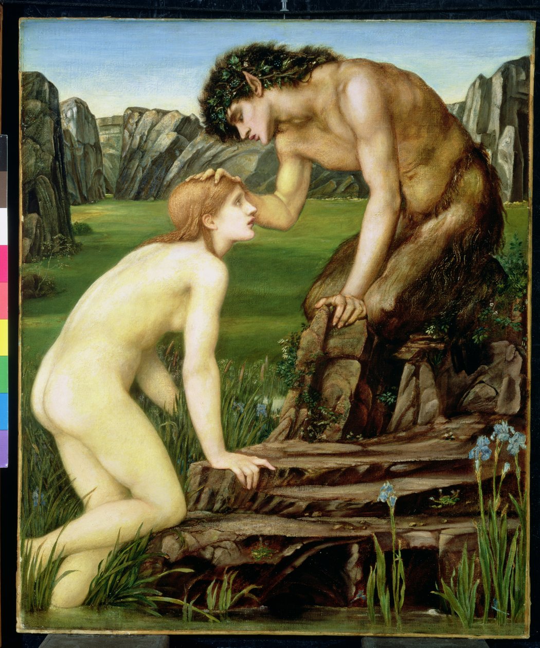 Pan i Psyche, 1872-74 autorstwa Edward Burne Jones