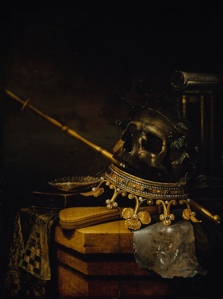 Martwa natura Vanitas, 1661. autorstwa Edward Collier