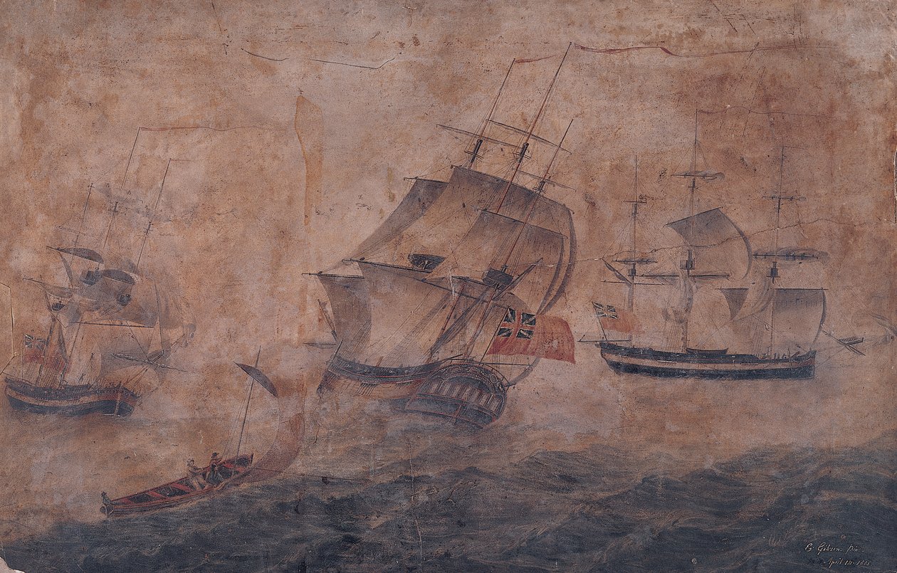 Whaler "Dauntless" w trzech pozycjach autorstwa Edward Gibson