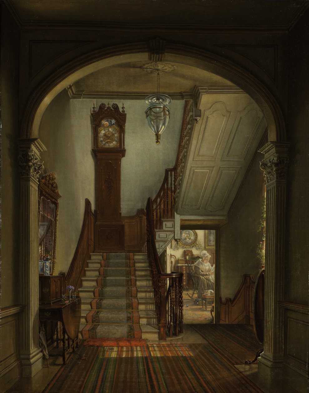 Stary zegar na schodach, 1868 r. autorstwa Edward Lamson Henry