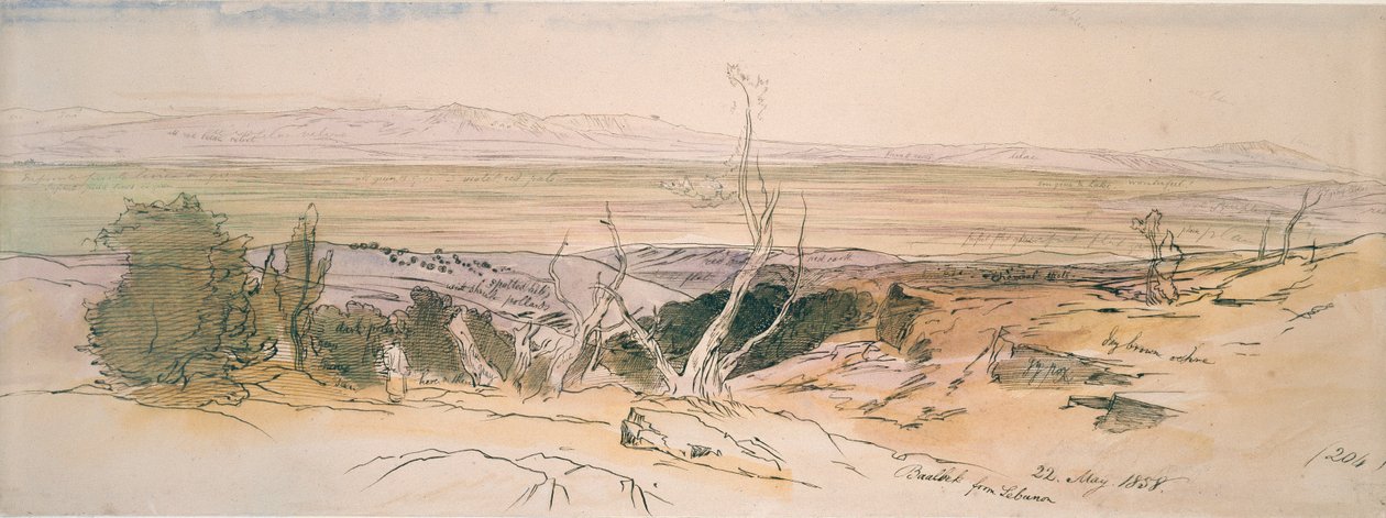 Baalbek z Libanu, 1858. autorstwa Edward Lear