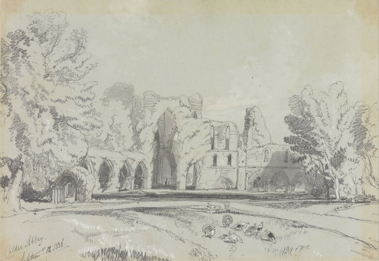 Calder Abbey, 12 września 1836 r. autorstwa Edward Lear