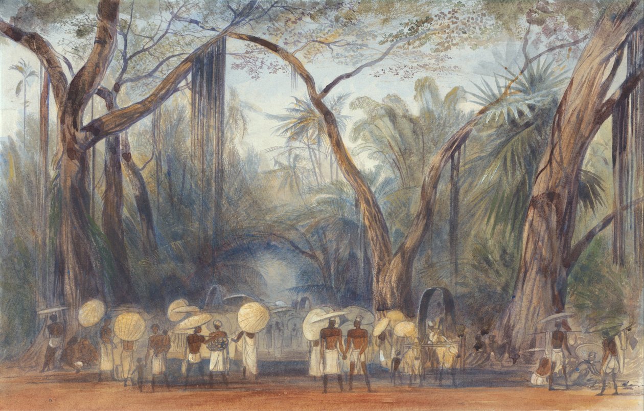 Coolies na drodze w pobliżu Kalicut, Malabar autorstwa Edward Lear