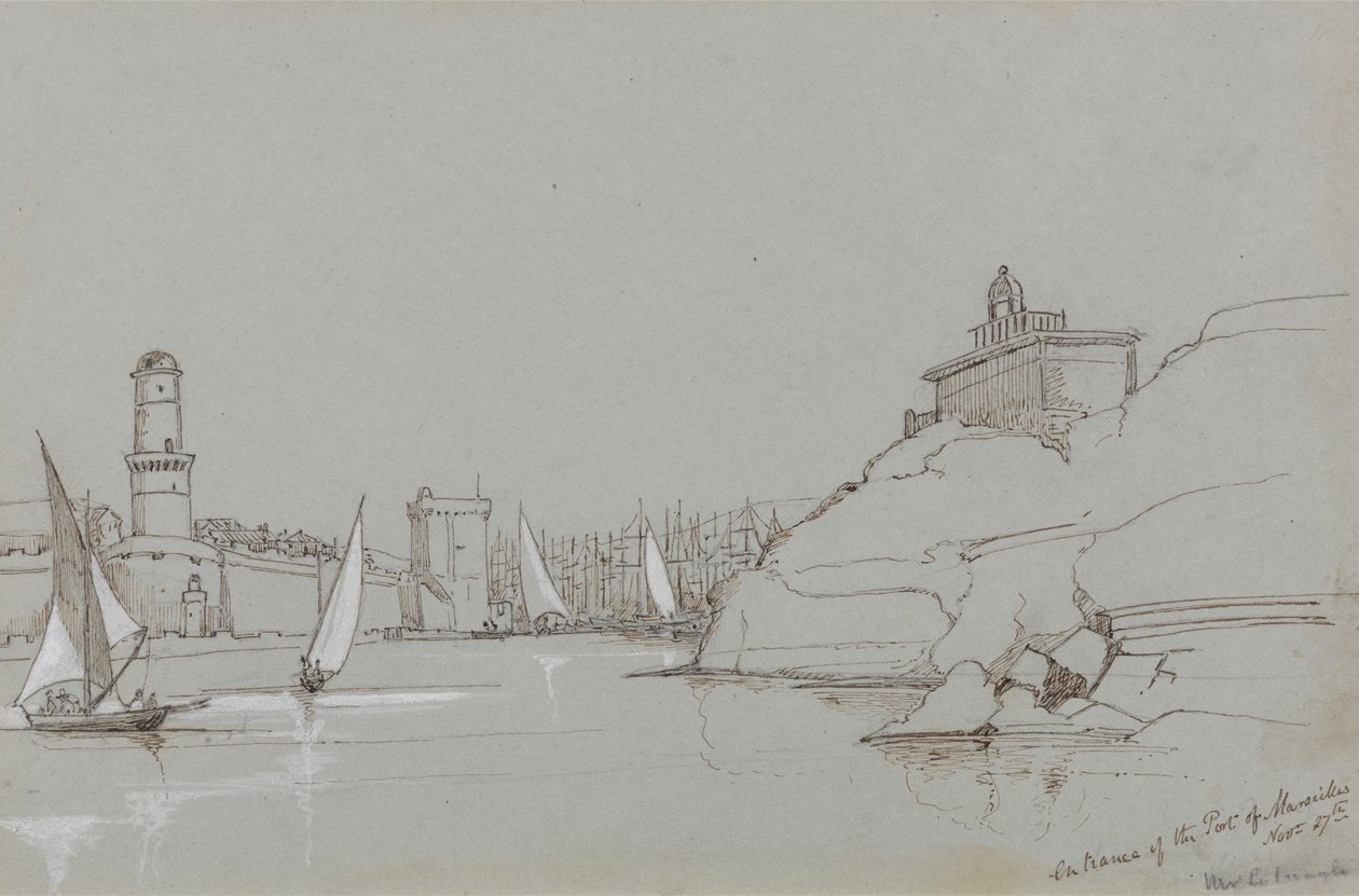 Wejście do portu w Marsylii autorstwa Edward Lear