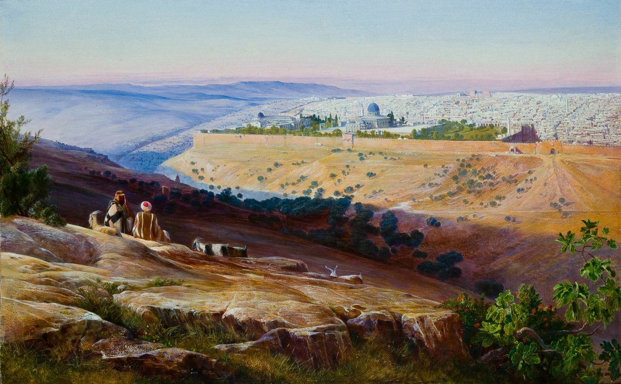 Jerozolima z Góry Oliwnej autorstwa Edward Lear