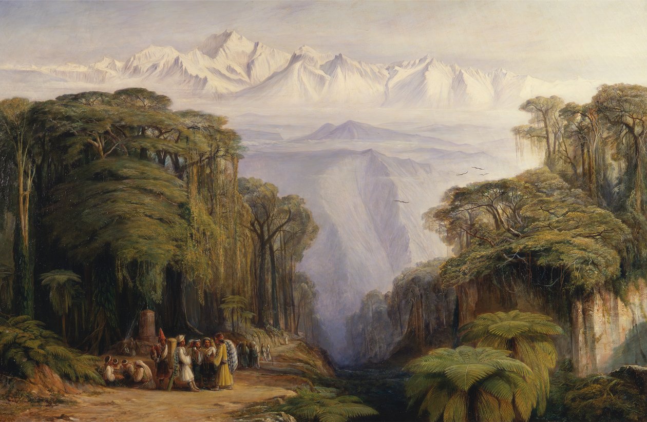 Kangchenjun from Darjeeling, India, 1879.    1182250   pl       polish Successfully Translated  Original: Landschap met zittende tekenaar en kasteel aan water Translat: Landschap met zittende tekenaar en kasteel aan water 1388031 pl polish Successfully Tra autorstwa Edward Lear