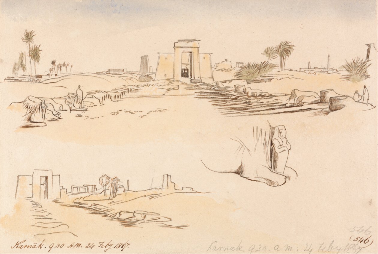 Karnak, 9:30 rano, 24 lutego 1867 r. (546) autorstwa Edward Lear