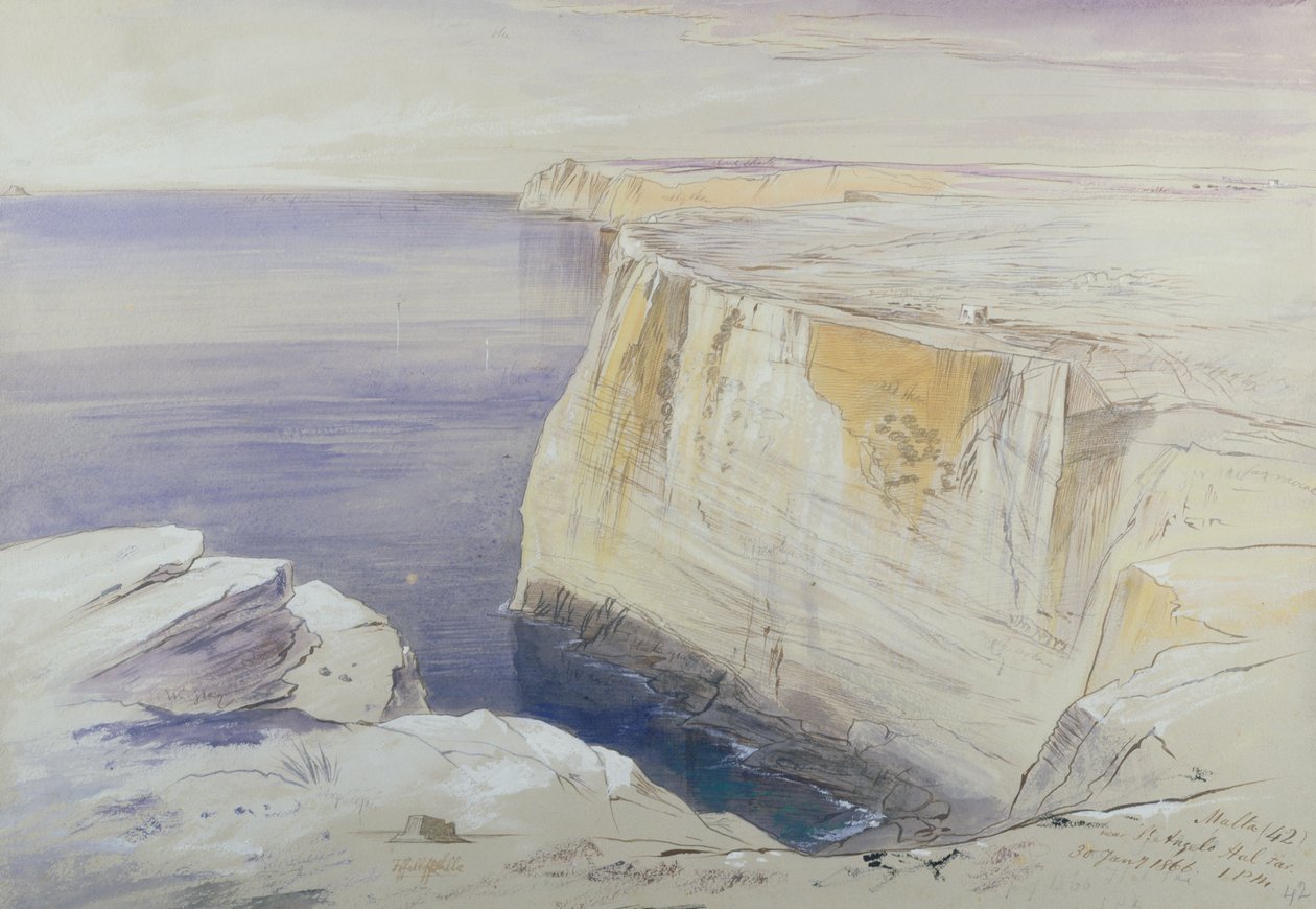 Malta, w pobliżu St. Angelo Hal Far autorstwa Edward Lear