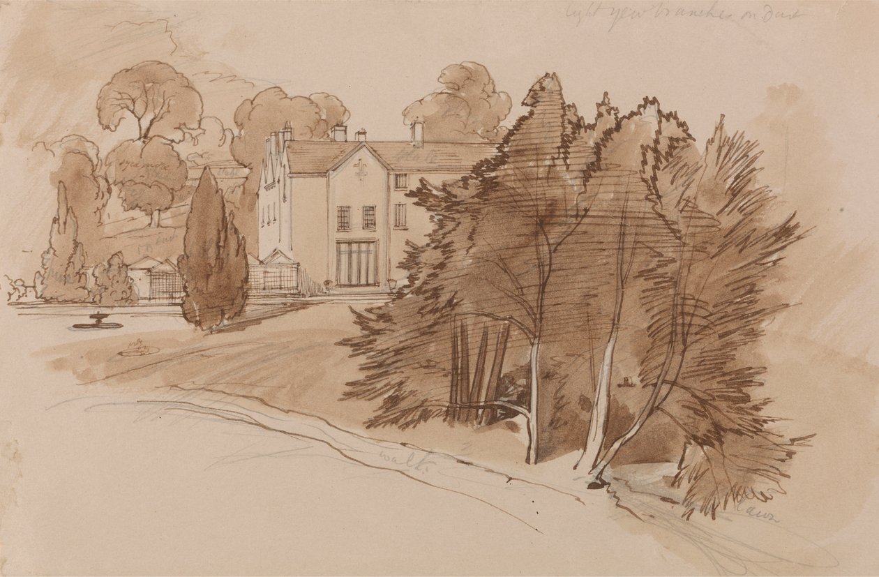Dwór (Knowsley Lane?) autorstwa Edward Lear