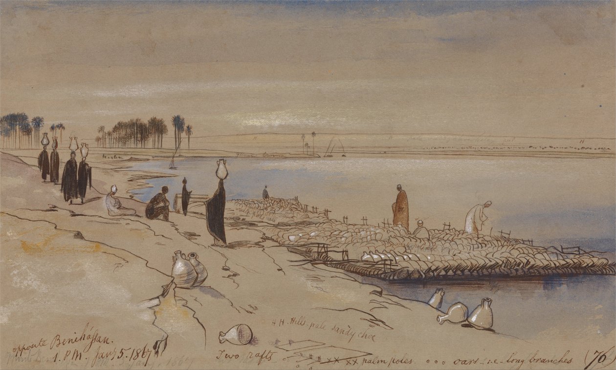 Naprzeciwko Beni Hassan autorstwa Edward Lear