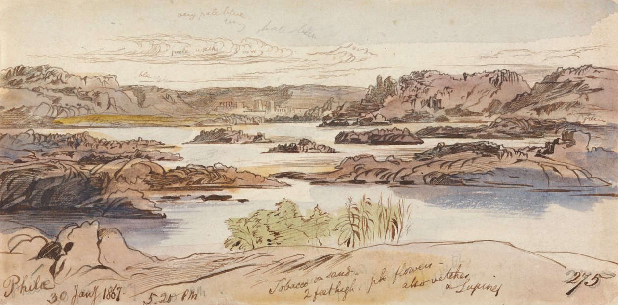 Philae, 17:20, 30 stycznia 1867 (275) autorstwa Edward Lear