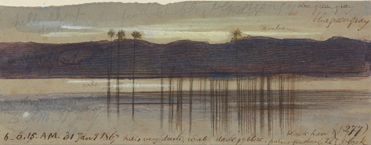 Philae, 6:00-6:15 rano, 31 stycznia 1867 r. (277) autorstwa Edward Lear
