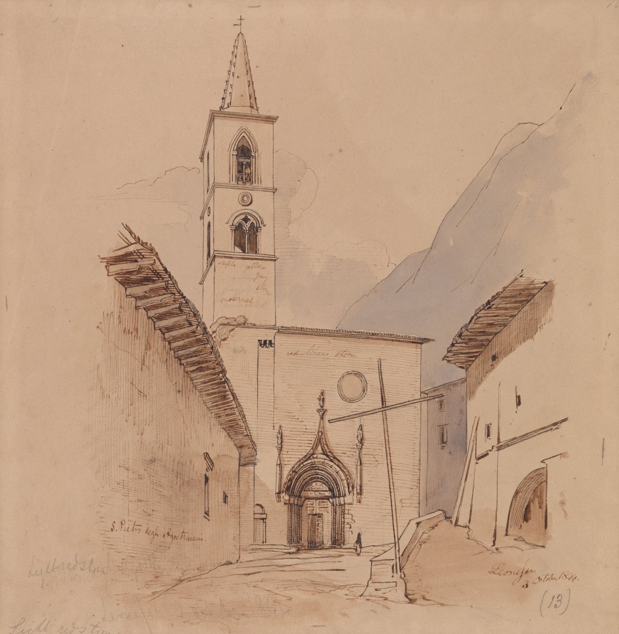 S. Pietro Degli Agostiniani. Leonessa. autorstwa Edward Lear