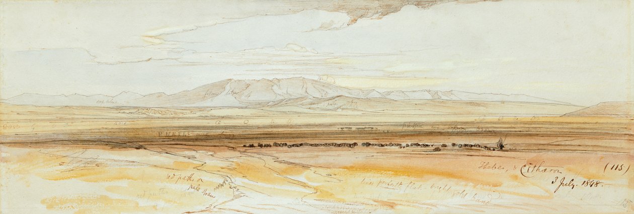 Dwa widoki Teb autorstwa Edward Lear
