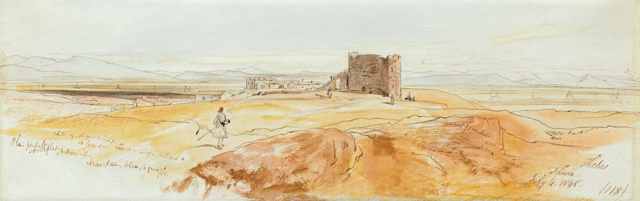 Dwa widoki Teb autorstwa Edward Lear