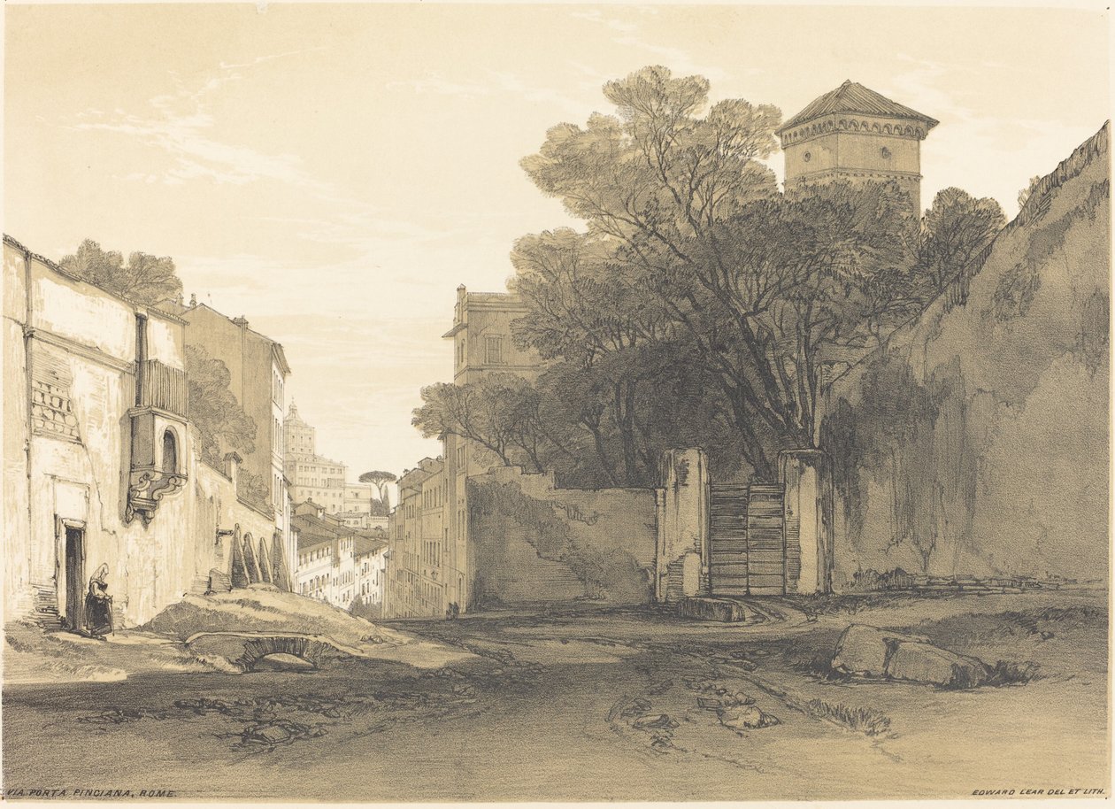 Via Porta Pinciana, Rzym autorstwa Edward Lear