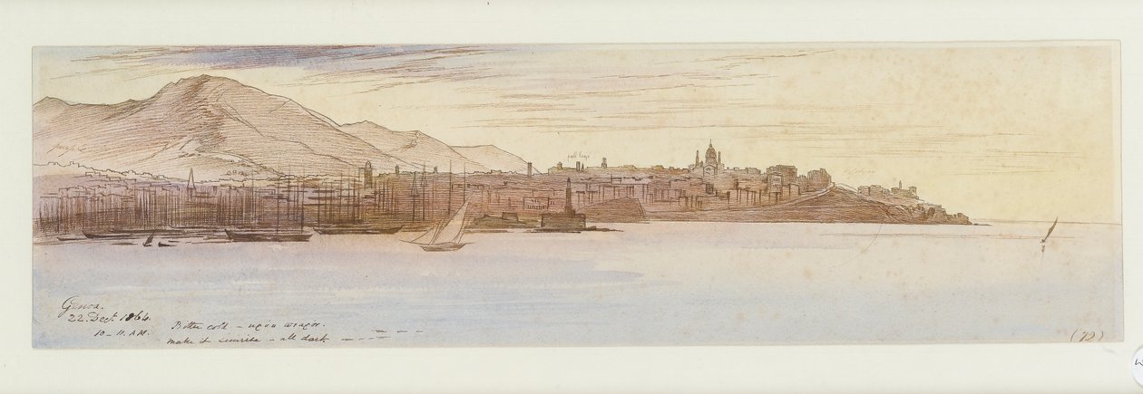 Widok Genui, 1864 autorstwa Edward Lear