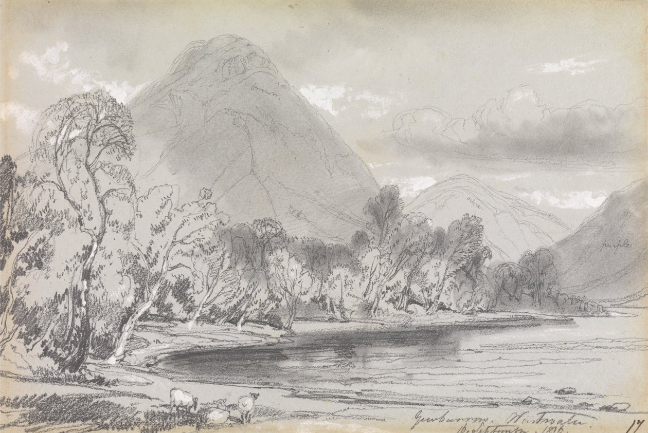 Yewbarrow, Wastwater, 16 września 1836 r. autorstwa Edward Lear
