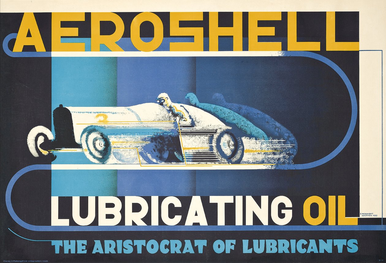 Plakat reklamujący olej smarowy Aeroshell autorstwa Edward McKnight Kauffer