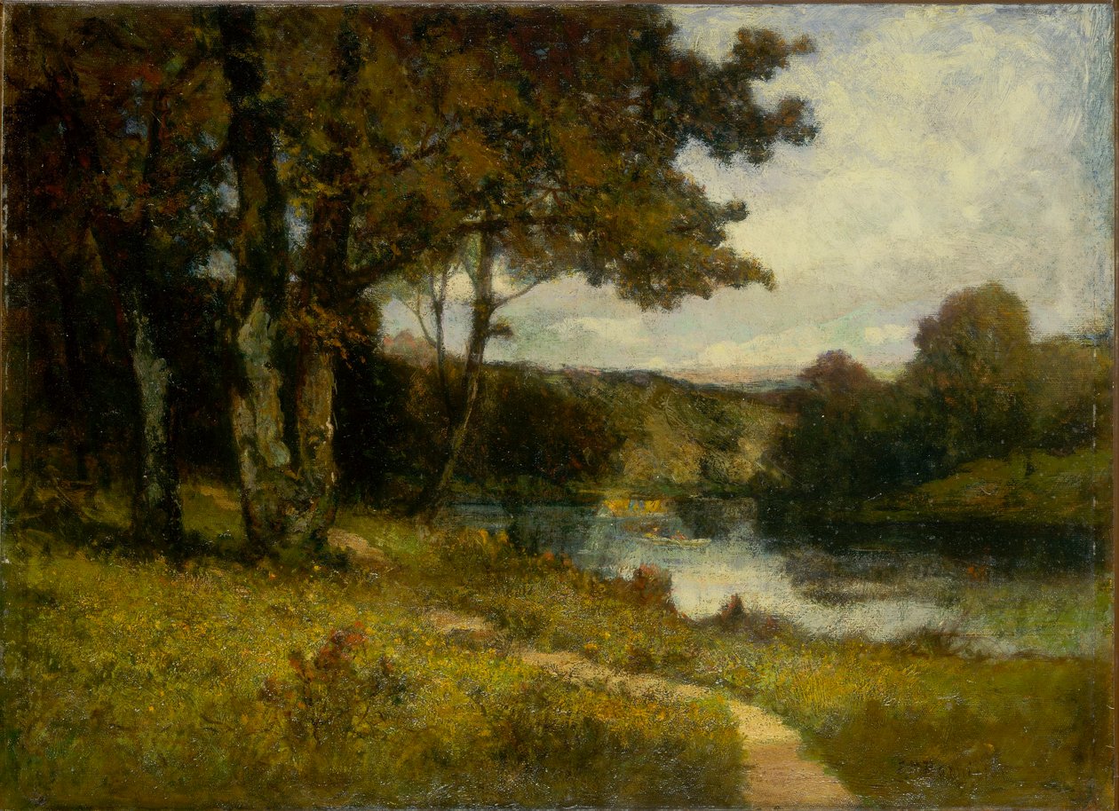 Bez tytułu (krajobraz, drzewa w pobliżu rzeki) autorstwa Edward Mitchell Bannister