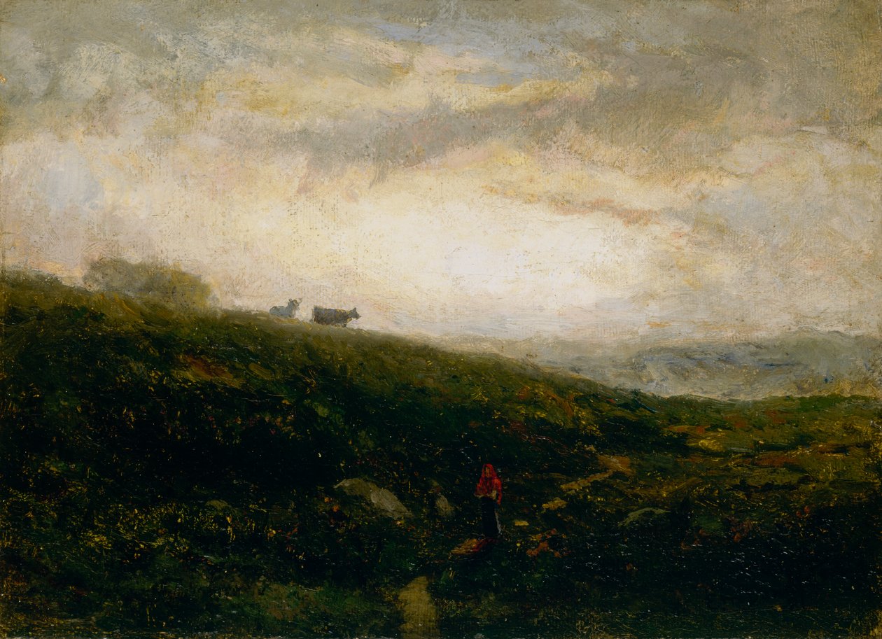 Krowy bez tytułu schodzące ze wzgórza, 1881 r. autorstwa Edward Mitchell Bannister