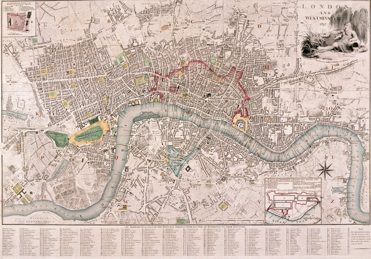 Mapa Londynu, 1797 autorstwa Edward Mogg