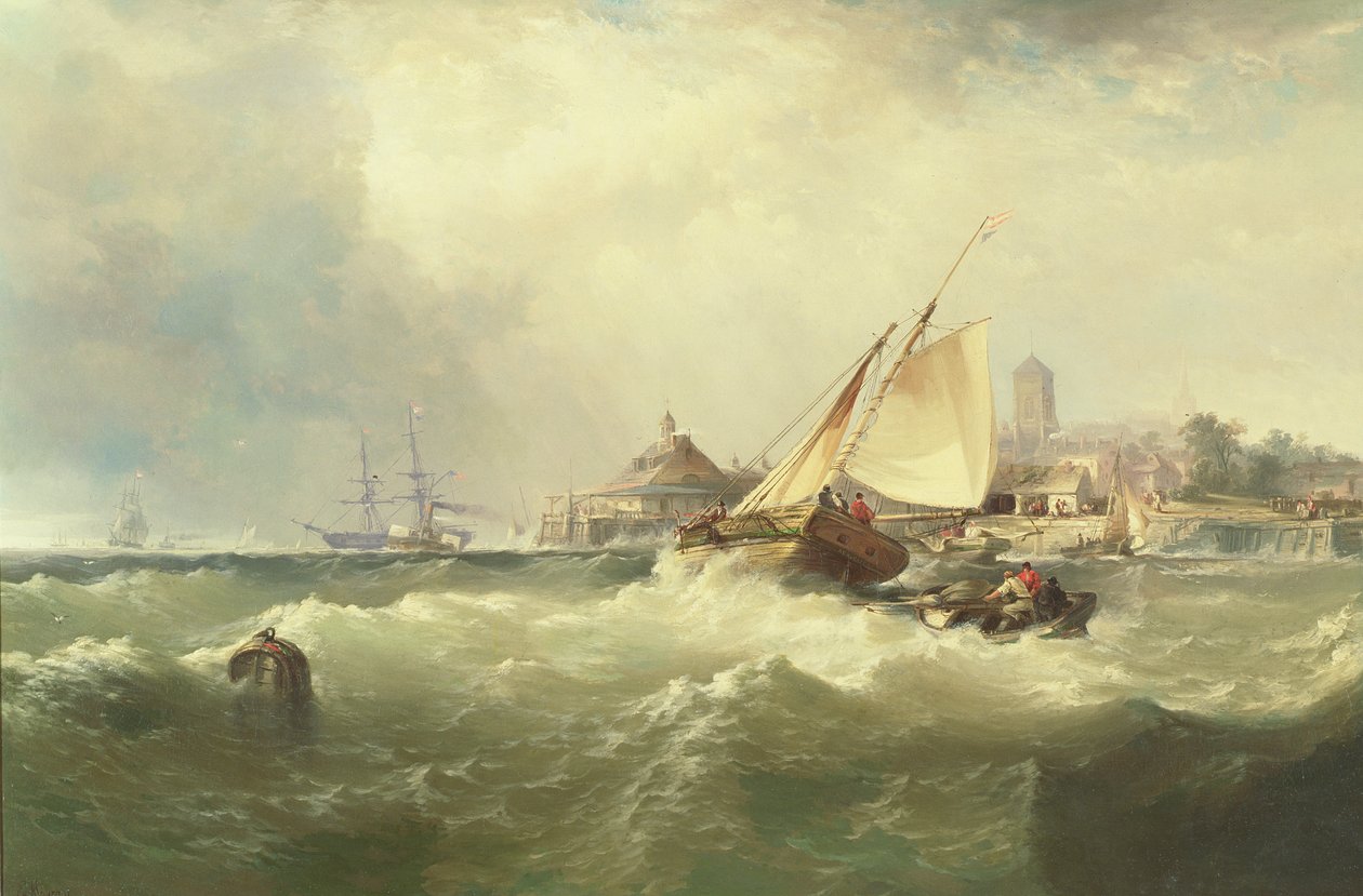 New Castle nad rzeką Delaware autorstwa Edward Moran