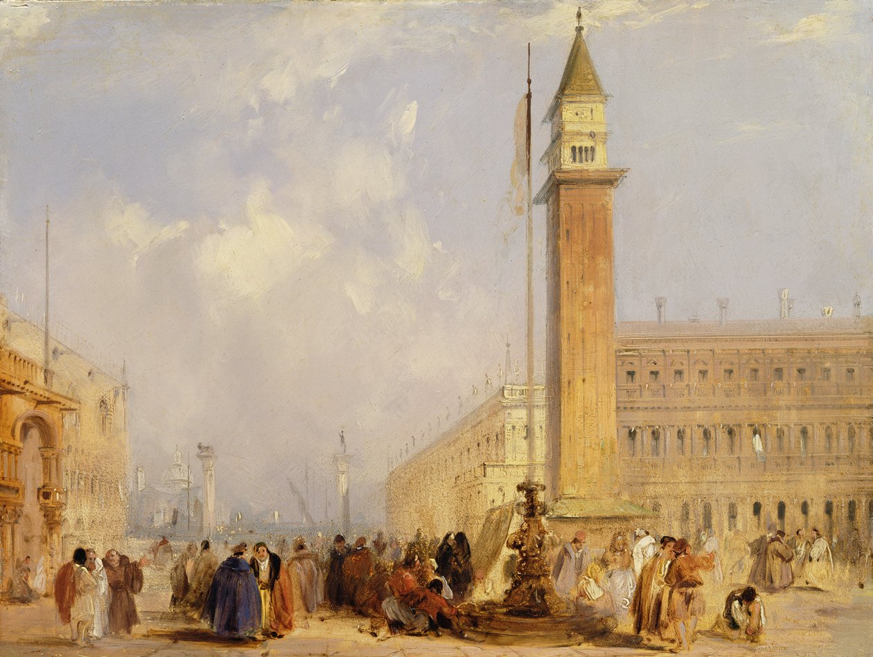 Piazzetta, Wenecja (olej na pokładzie) autorstwa Edward Pritchett