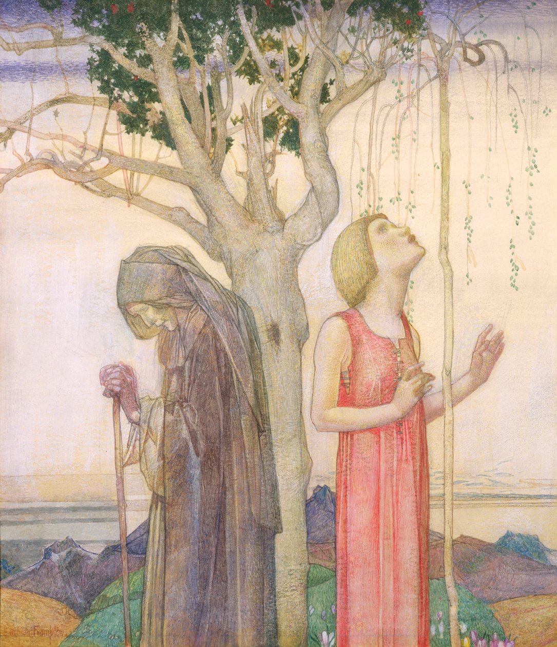 Młodość i wiek, 1923 (tempera jajowa) autorstwa Edward Reginald Frampton