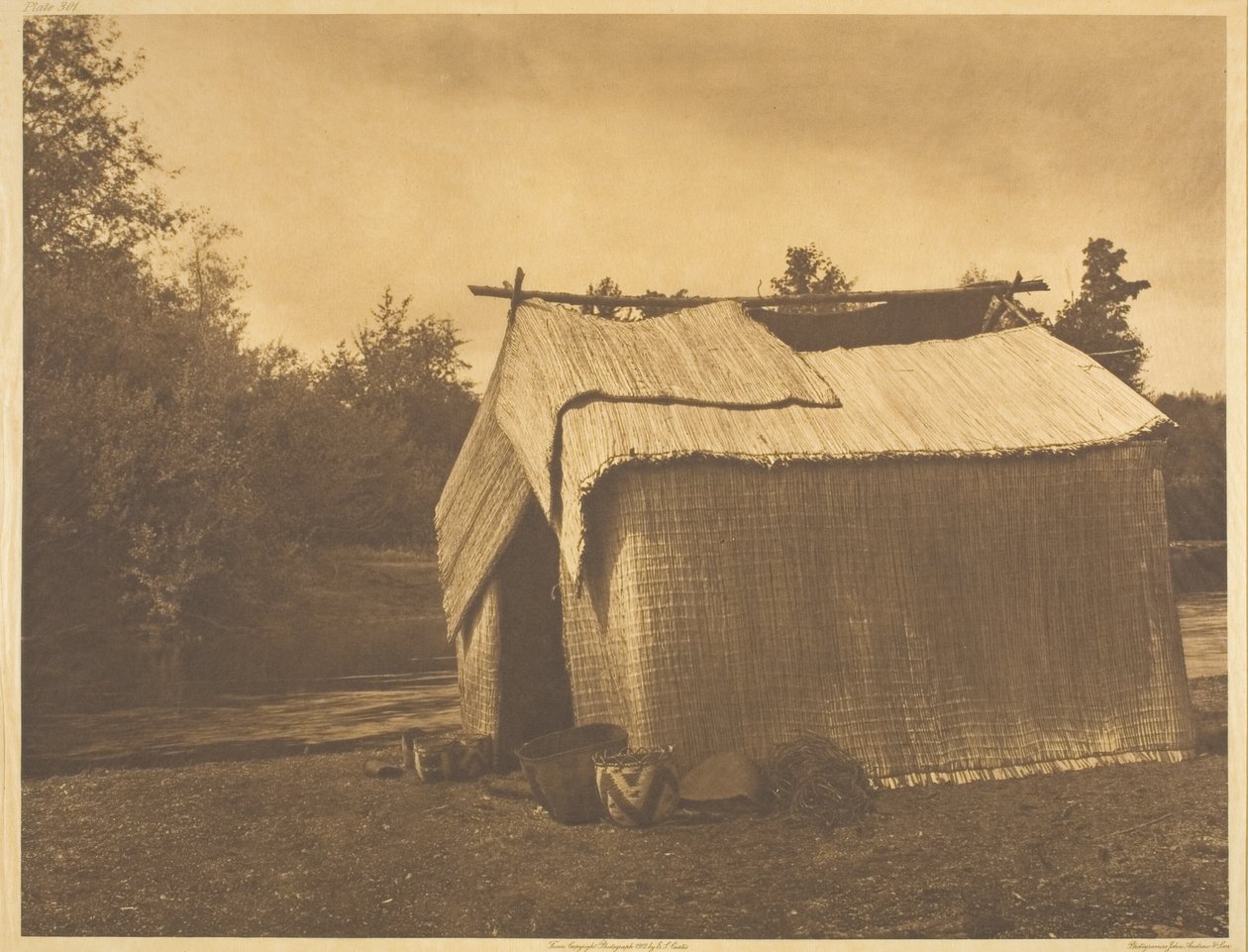 Dom z mat - Skokomish autorstwa Edward S. Curtis