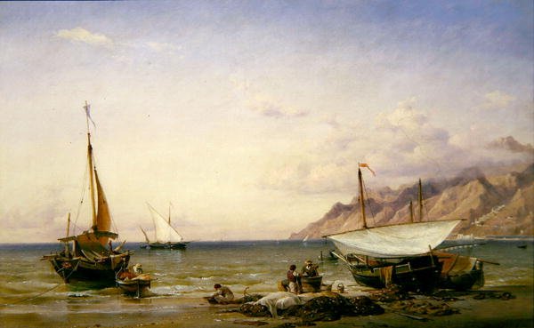 Rybacy utrzymujący swoje sieci autorstwa Edward William Cooke