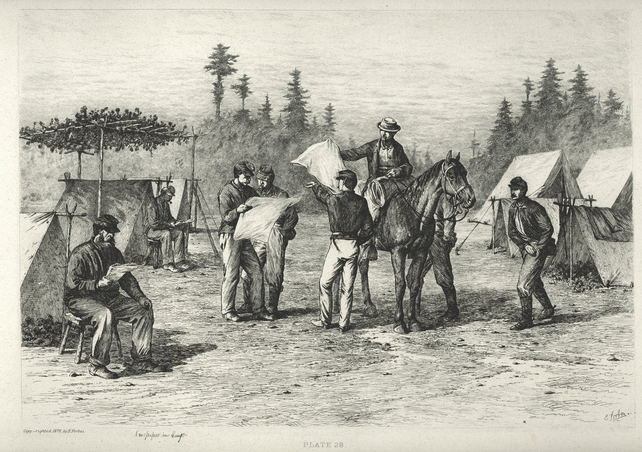 Gazety w obozie autorstwa Edwin Austin Forbes
