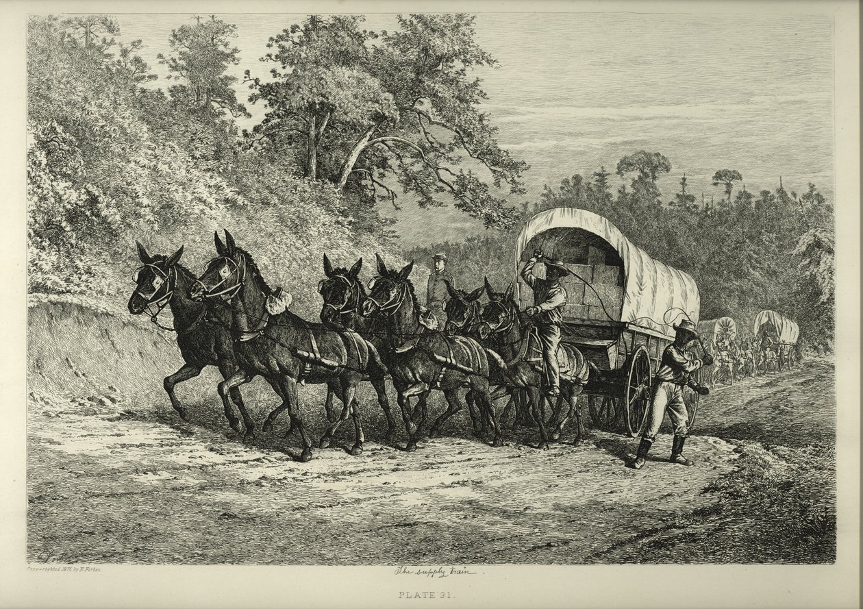 Pociąg zaopatrzeniowy. autorstwa Edwin Austin Forbes