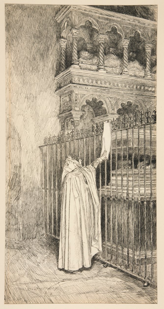 Claudio (czyta ze zwoju): autorstwa Edwin Austin Abbey
