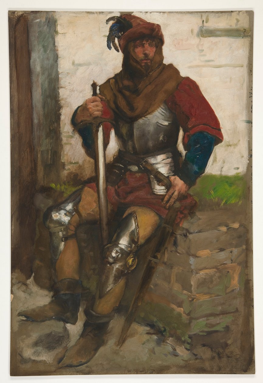 Studium postaci rycerza autorstwa Edwin Austin Abbey