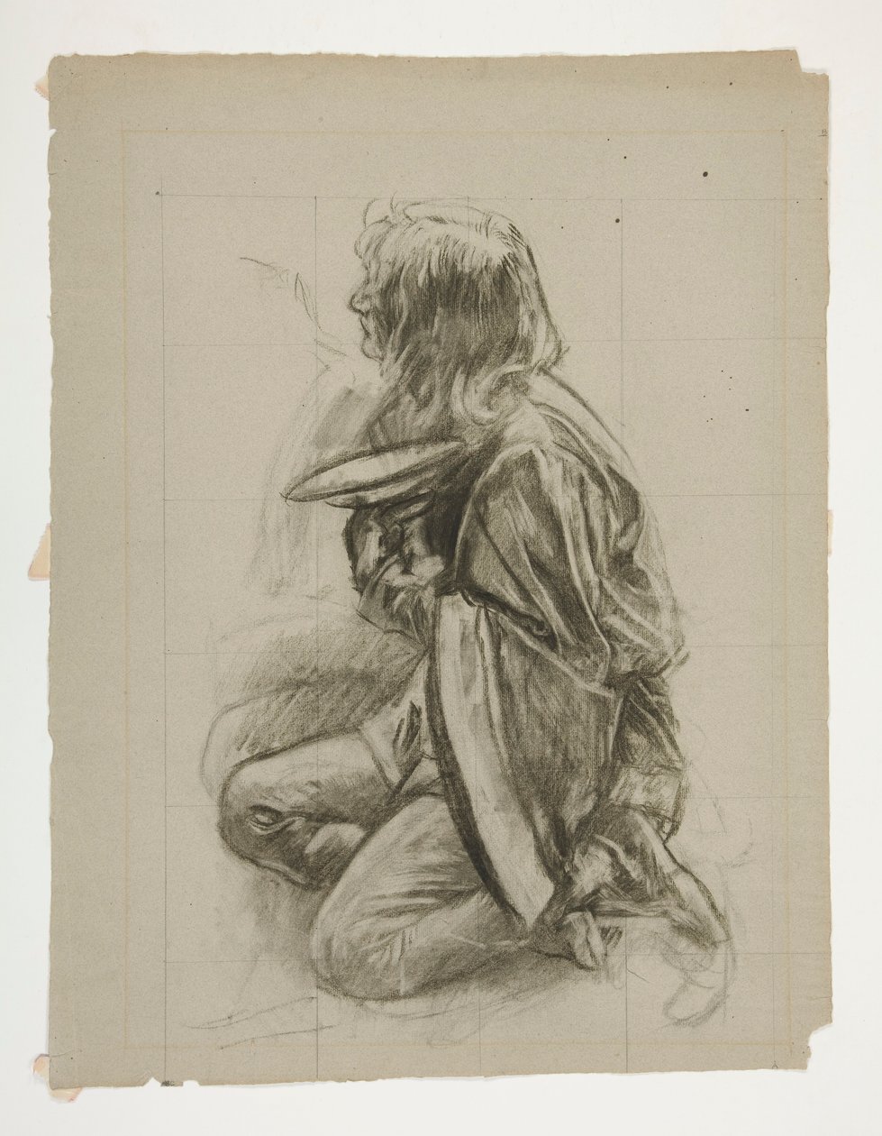 Studium postaci dla króla Artura autorstwa Edwin Austin Abbey