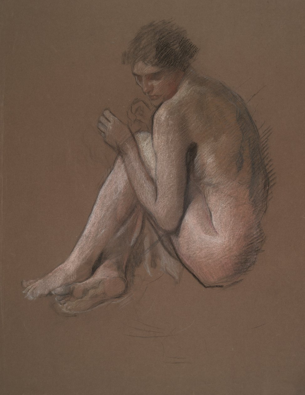 Siedząca naga postać kobieca. autorstwa Edwin Austin Abbey