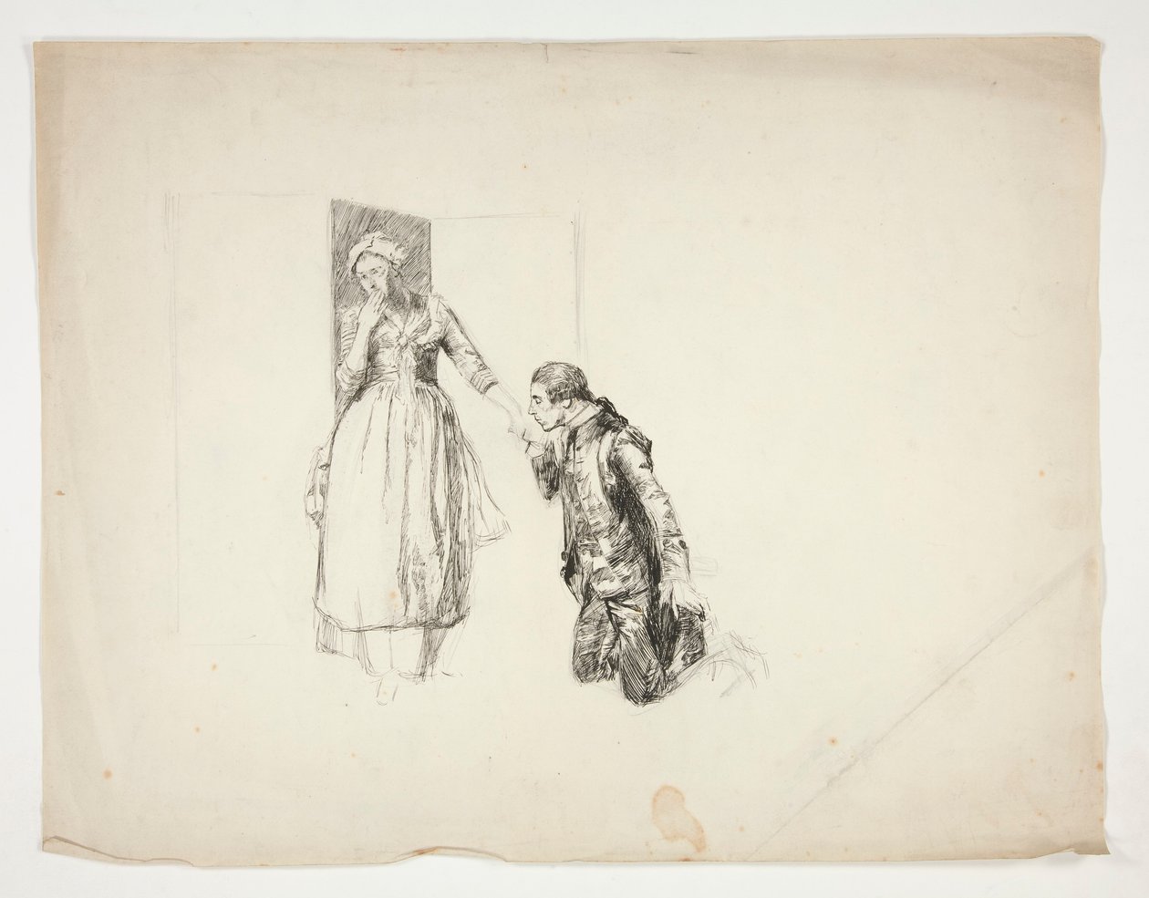 Szkic dla Olivera Goldsmitha autorstwa Edwin Austin Abbey
