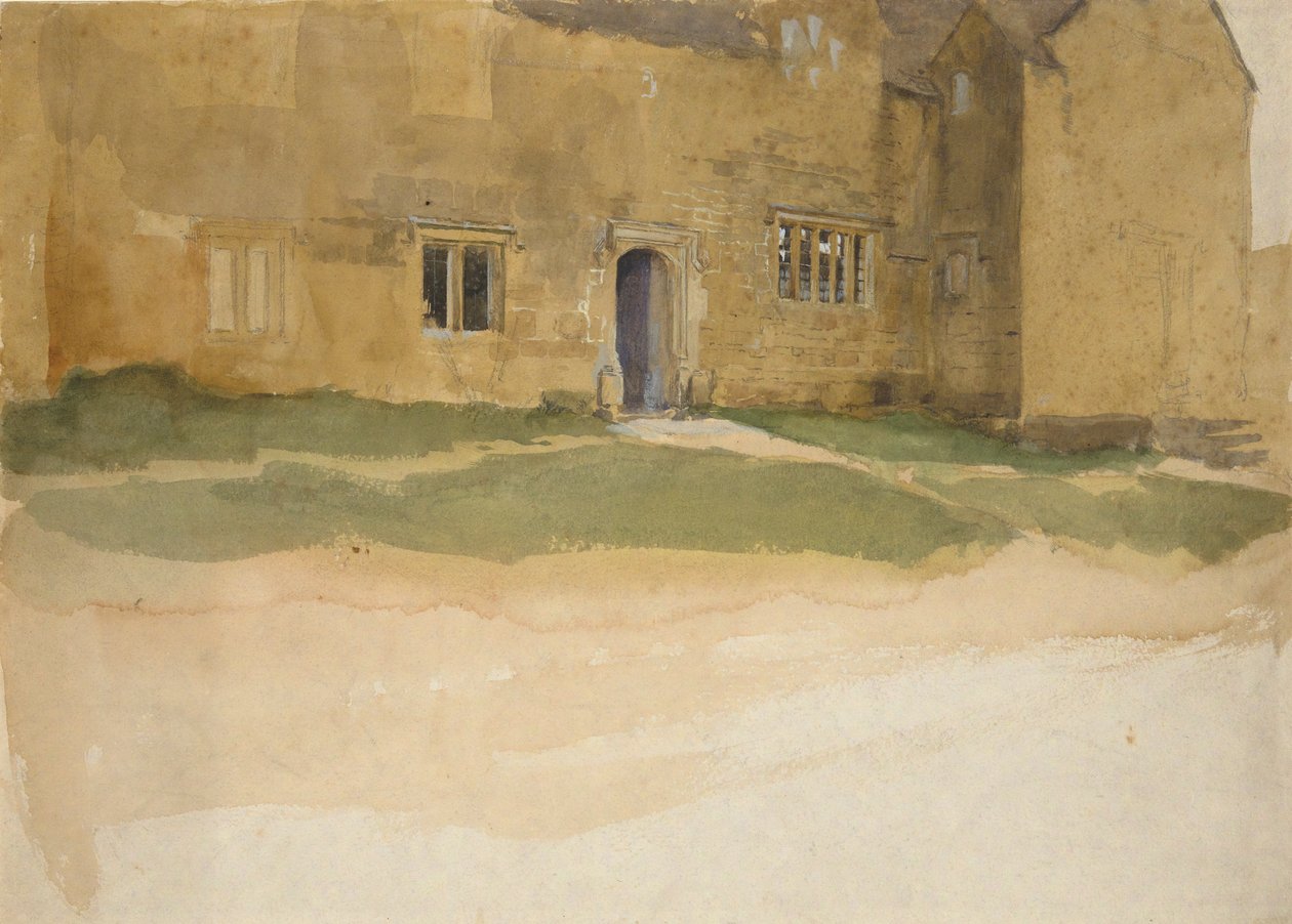Studium angielskiego średniowiecznego domu autorstwa Edwin Austin Abbey