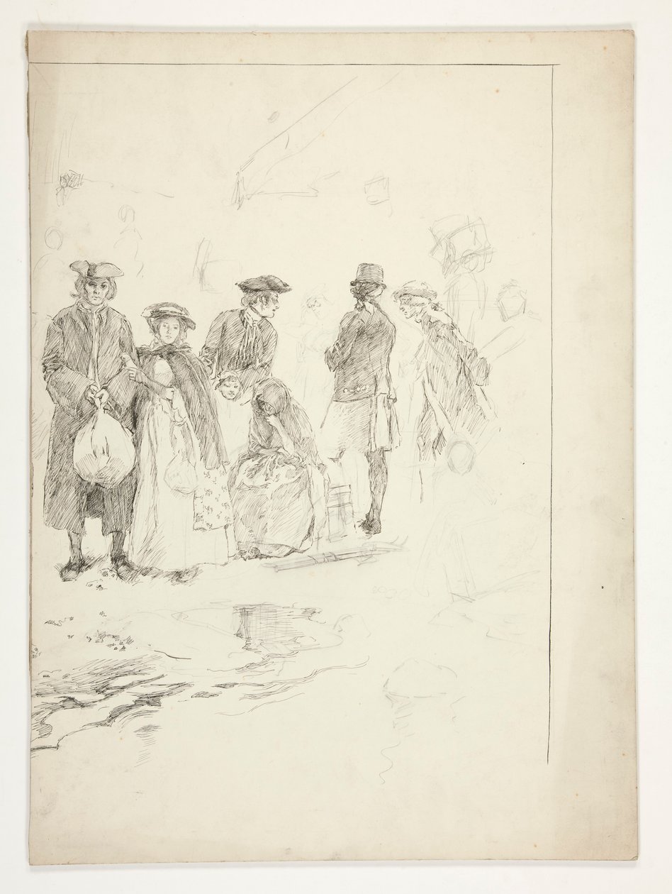 Ilustracja bez tytułu do Olivera Goldsmitha autorstwa Edwin Austin Abbey