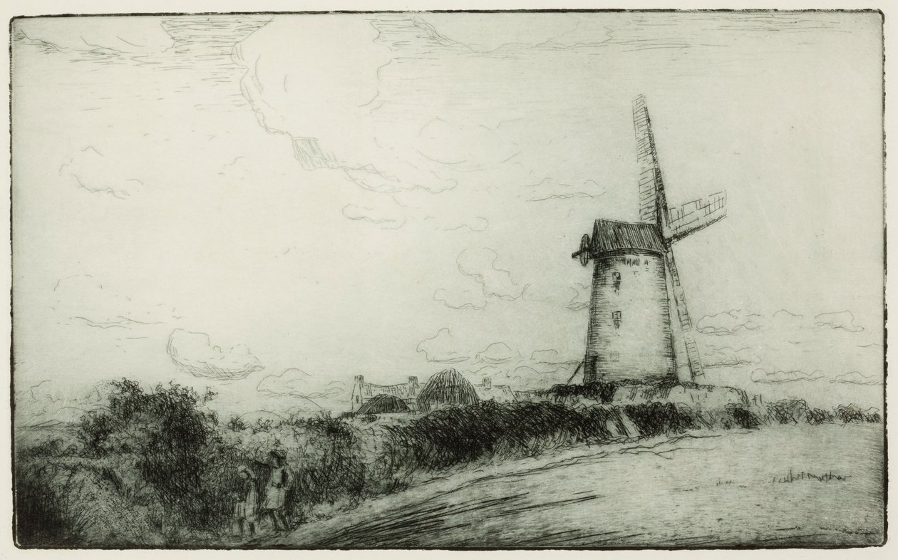 Wiatrak (akwaforta) autorstwa Edwin Butler Bayliss
