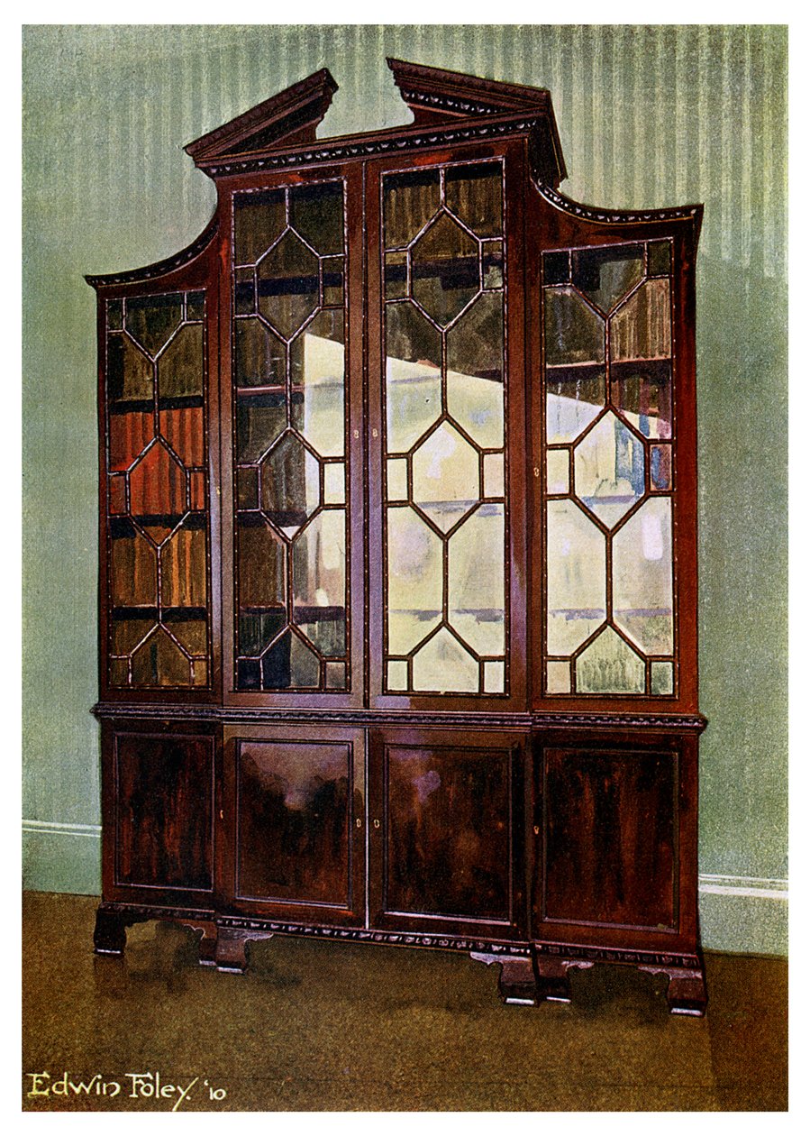 Rzeźbiony regał biblioteczny Chippendale, 1911-1912. autorstwa Edwin Foley