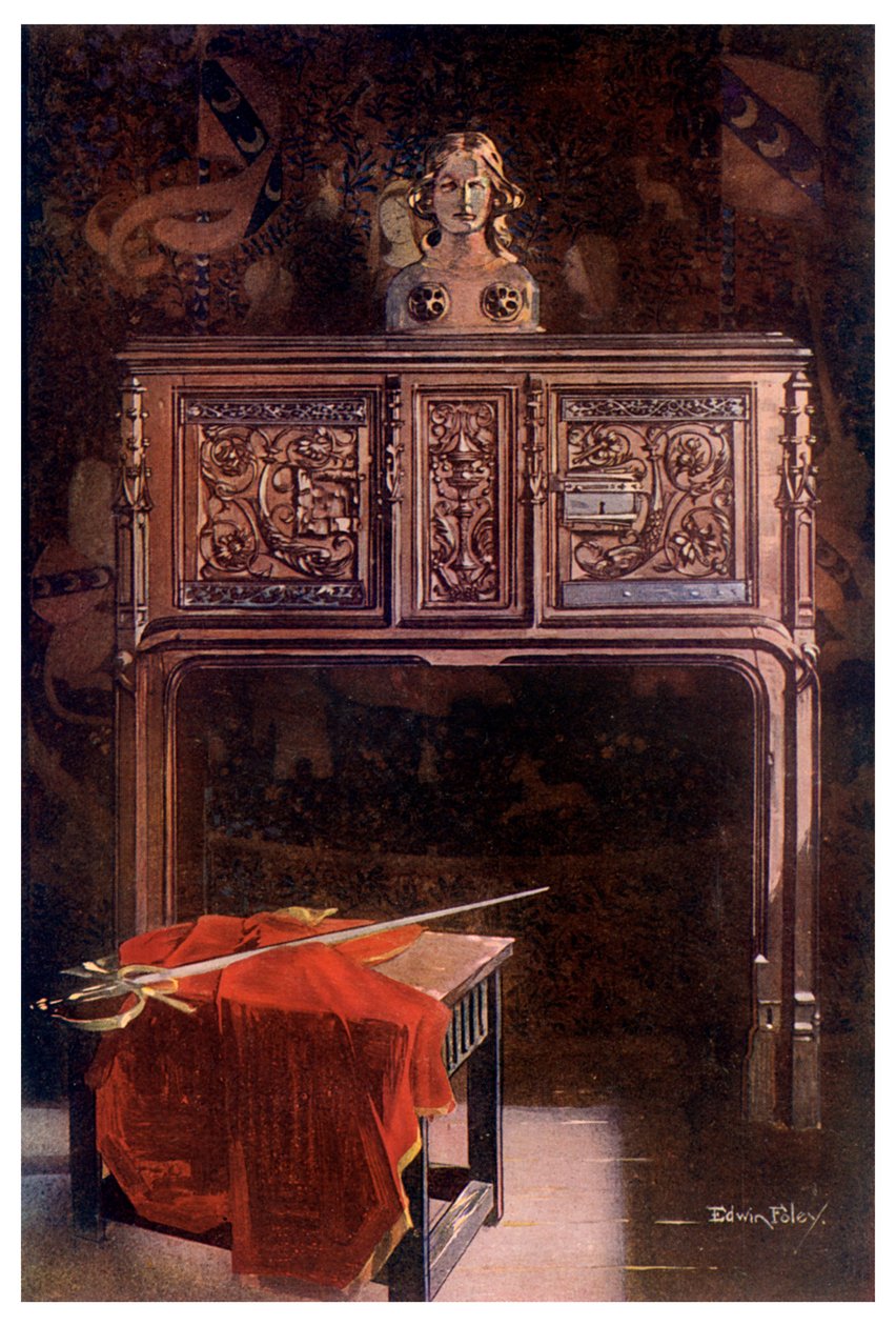 Rzeźbiony dębowy kredens Louis XII, 1910. autorstwa Edwin Foley