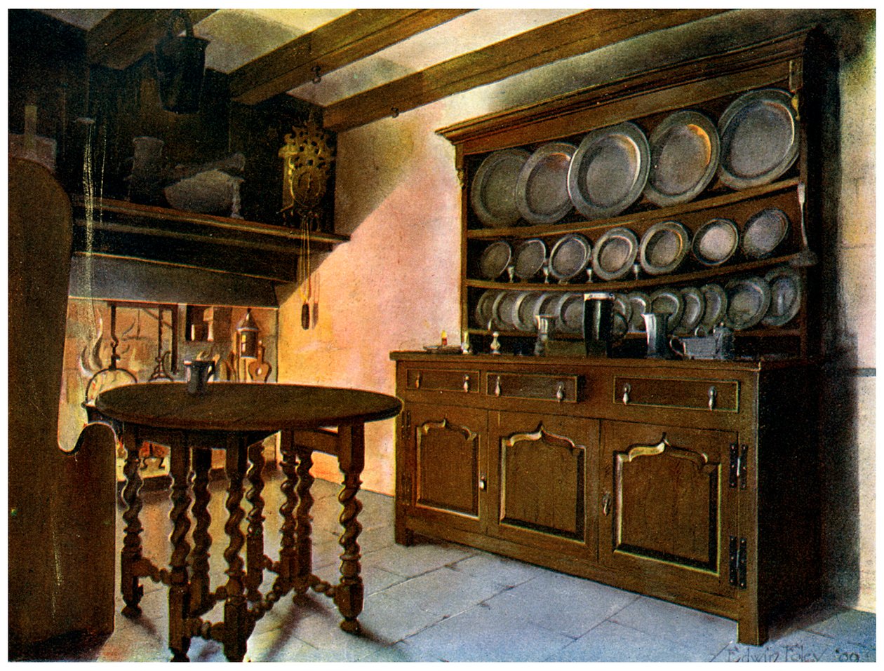 Walijski kredens dębowy, 1910 r. autorstwa Edwin Foley