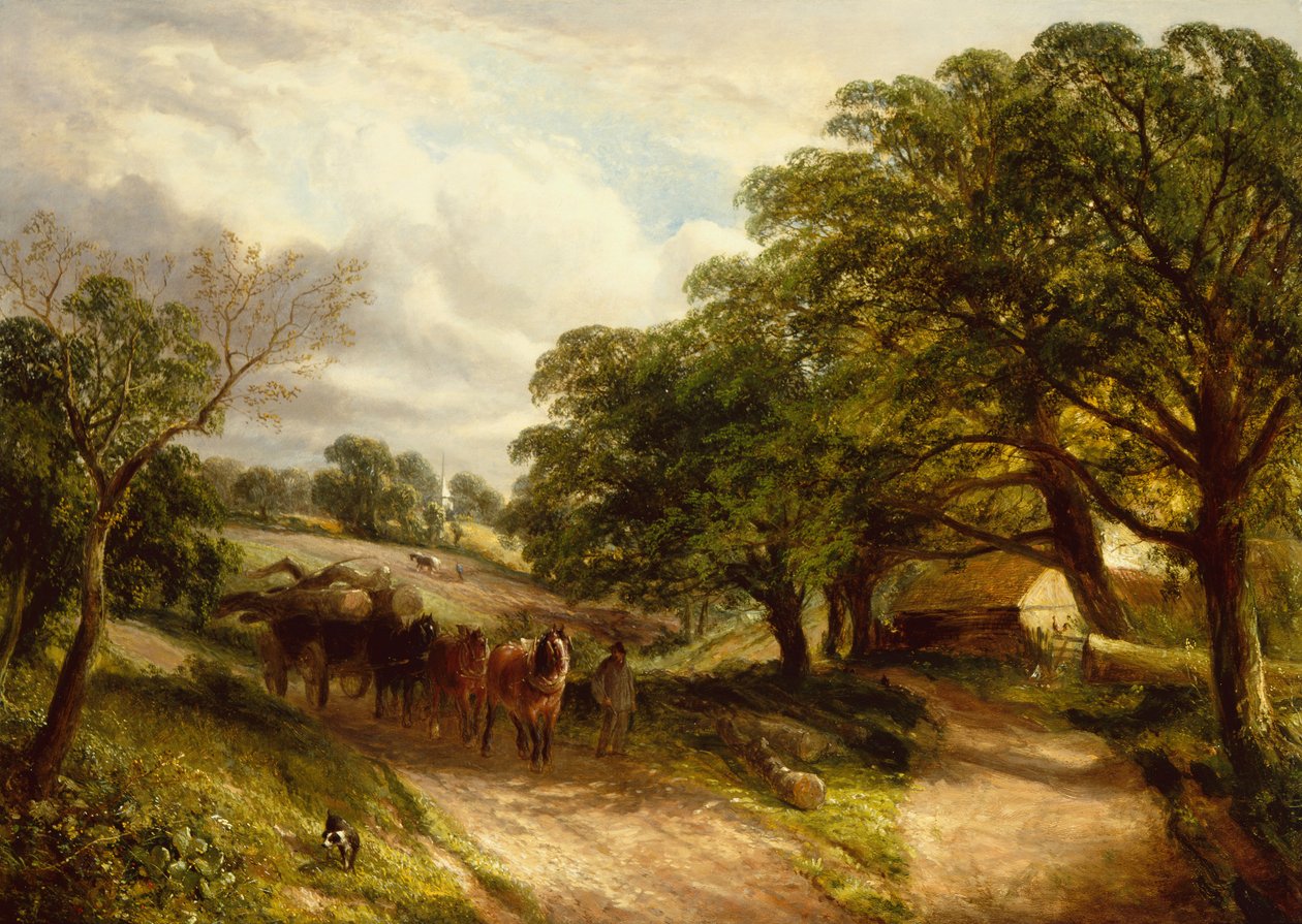 Carting Timber (olej na płótnie) autorstwa Edwin L. Meadows