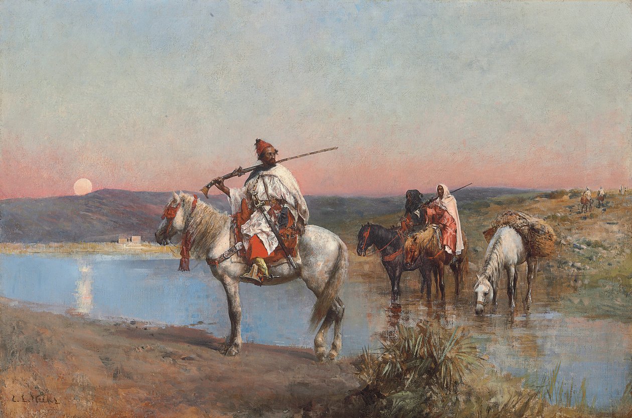 Przedzieranie się przez strumień autorstwa Edwin Lord Weeks