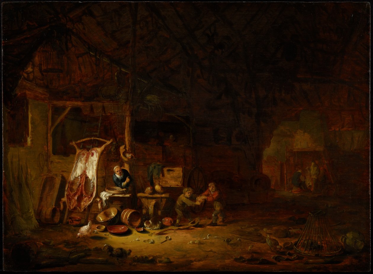 Wnętrze stodoły, 1644 autorstwa Egbert van der Poel