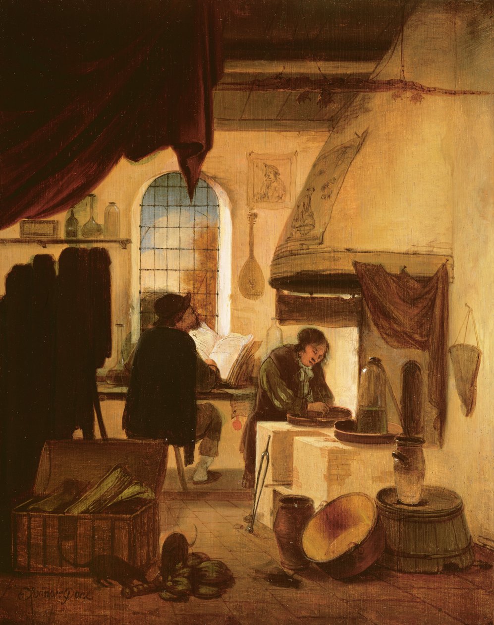 Alchemik (panel) autorstwa Egbert van der Poel