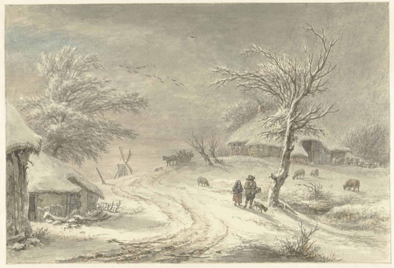 Zimowy widok w Exloo, Drenthe autorstwa Egbert van Drielst